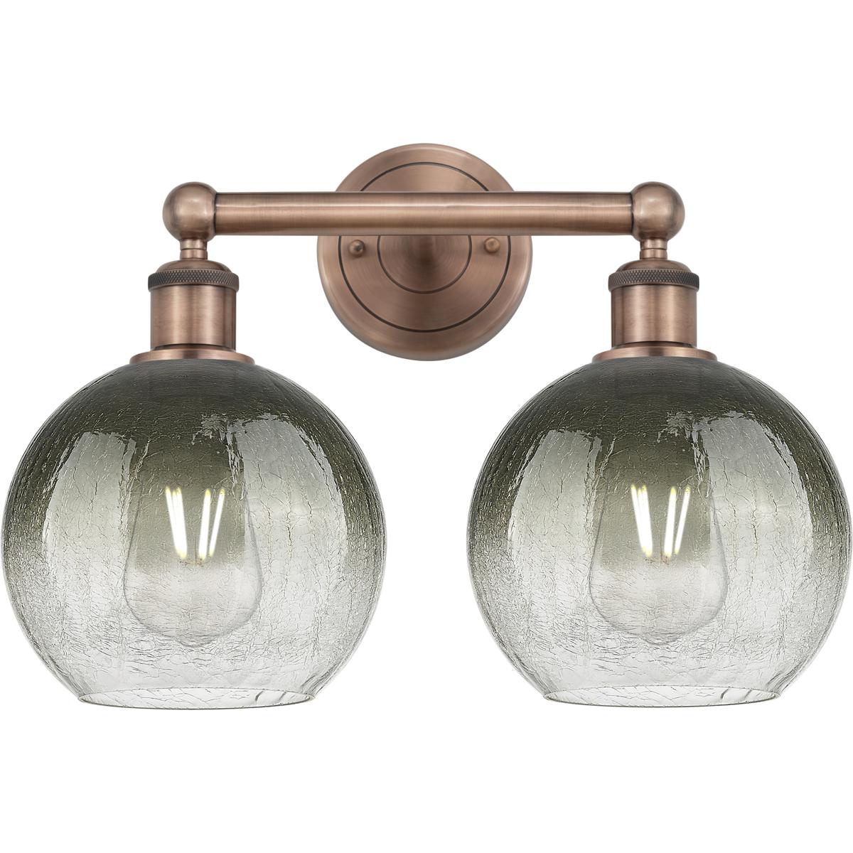 Innovations Lighting 616-2W-AC-G483-8SL Edison Brookhaven Globe 2 Light 17 inch Antique Copper Bath Vanity Light Wall Light in Slate Glass