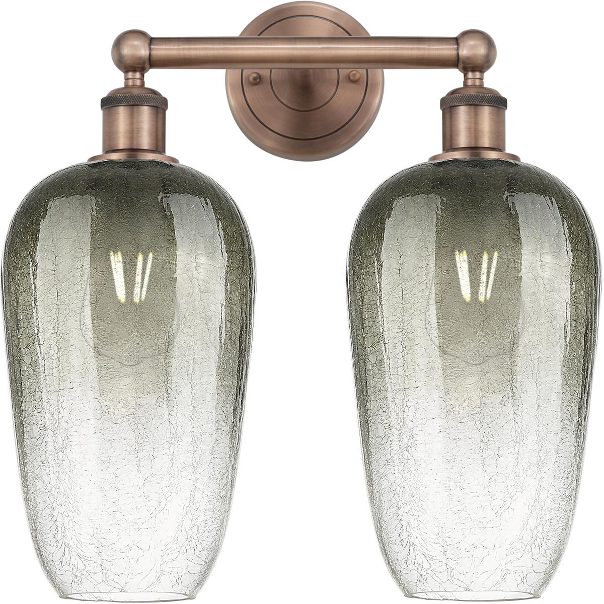 Innovations Lighting 616-2W-AC-G484-7SL Edison Brookhaven Flute 2 Light 16 inch Antique Copper Bath Vanity Light Wall Light in Slate Glass