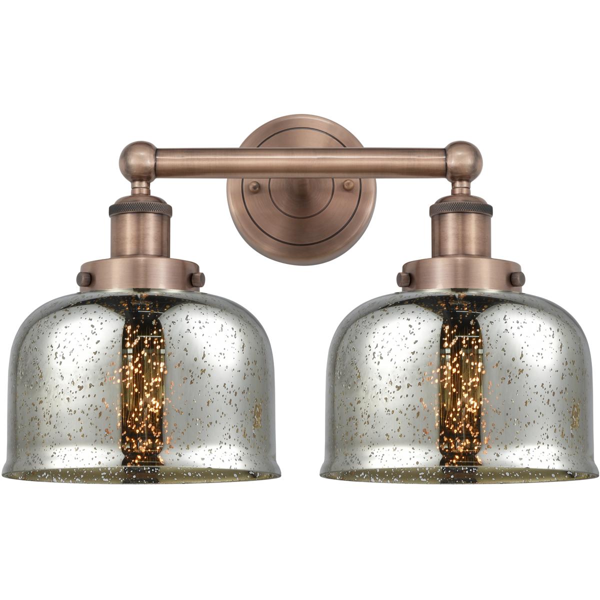 Innovations Lighting 616-2W-AC-G78 Bell 2 Light 15.5 inch Antique Copper Bath Vanity Light Wall Light in Silver Plated Mercury