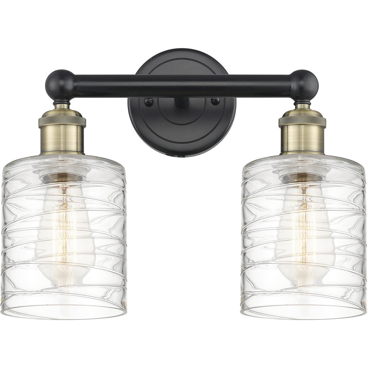 Innovations Lighting 616-2W-BAB-G1113 Cobbleskill 2 Light 14 inch Black Antique Brass Bath Vanity Light Wall Light in Deco Swirl