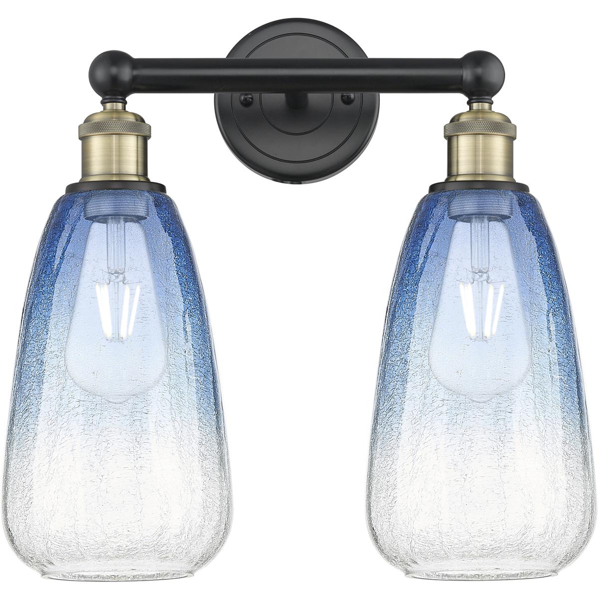Innovations Lighting 616-2W-BAB-G480-6SB Edison Brookhaven Almond 2 Light 15 inch Black Antique Brass Bath Vanity Light Wall Light in Sapphire Blue Gl