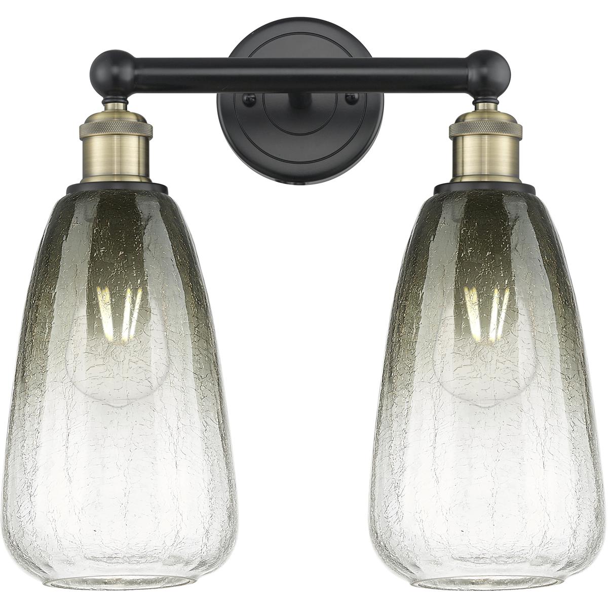 Innovations Lighting 616-2W-BAB-G480-6SL Edison Brookhaven Almond 2 Light 15 inch Black Antique Brass Bath Vanity Light Wall Light in Slate Glass