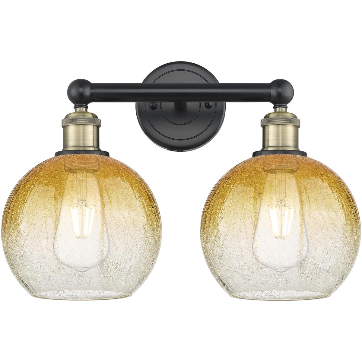 Innovations Lighting 616-2W-BAB-G483-8AM Edison Brookhaven Globe 2 Light 17 inch Black Antique Brass Bath Vanity Light Wall Light in Amber Glass