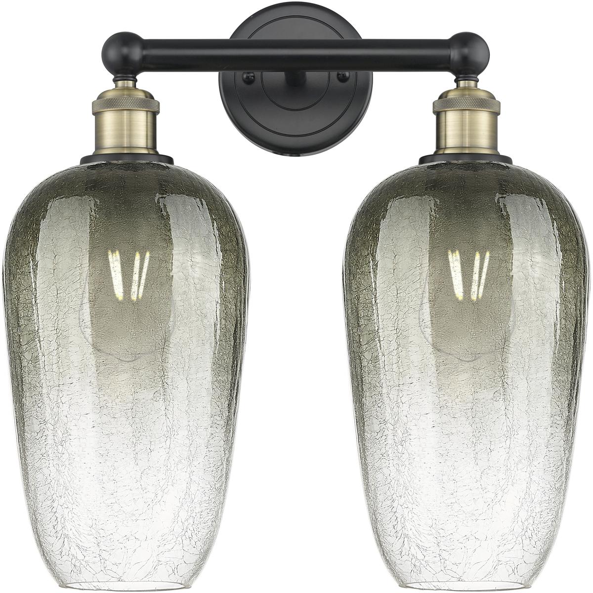 Innovations Lighting 616-2W-BAB-G484-7SL Edison Brookhaven Flute 2 Light 16 inch Black Antique Brass Bath Vanity Light Wall Light in Slate Glass