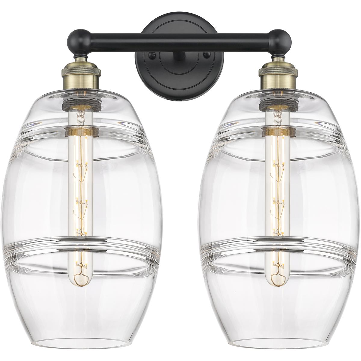 Innovations Lighting 616-2W-BAB-G557-8CL Edison Vaz 2 Light 17 inch Black Antique Brass Bath Vanity Light Wall Light