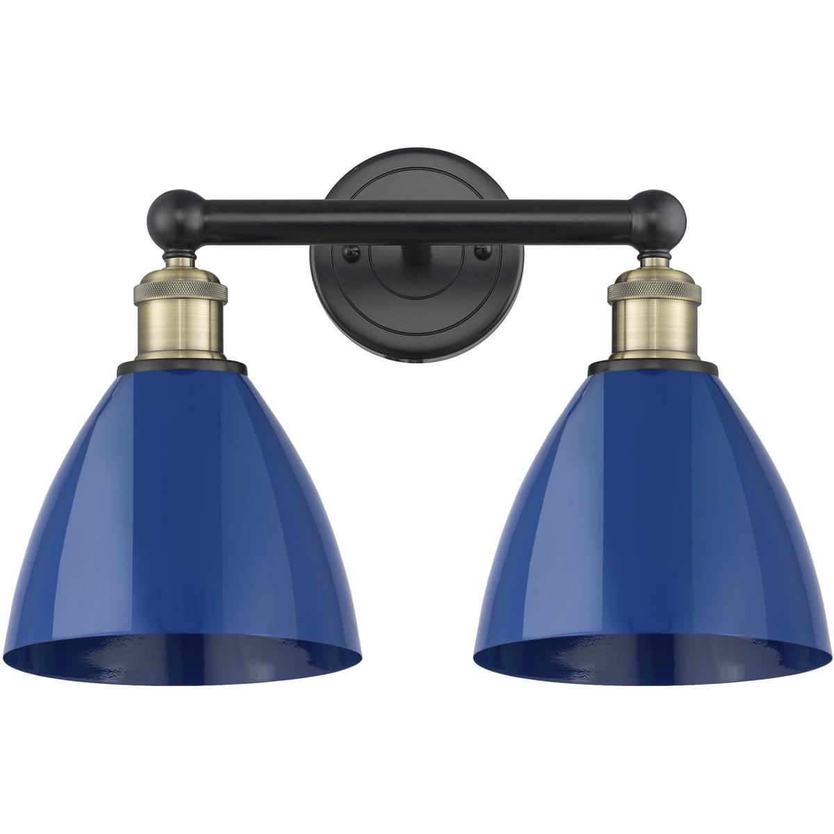Innovations Lighting 616-2W-BAB-MBD-75-BL Plymouth Dome 2 Light 16.5 inch Black Antique Brass Bath Vanity Light Wall Light in Blue