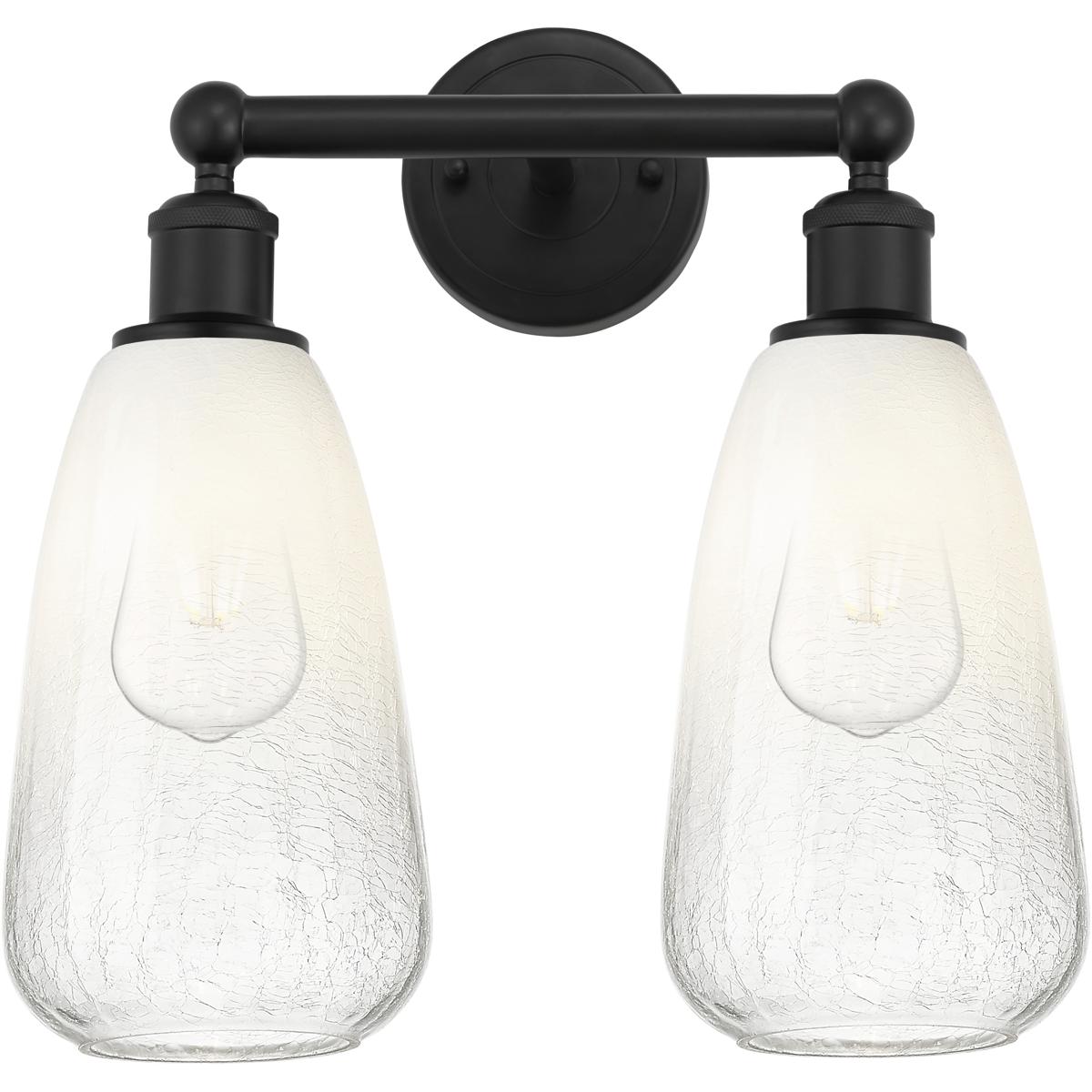 Innovations Lighting 616-2W-BK-G480-6OP Edison Brookhaven Almond 2 Light 15 inch Matte Black Bath Vanity Light Wall Light in Opal Glass