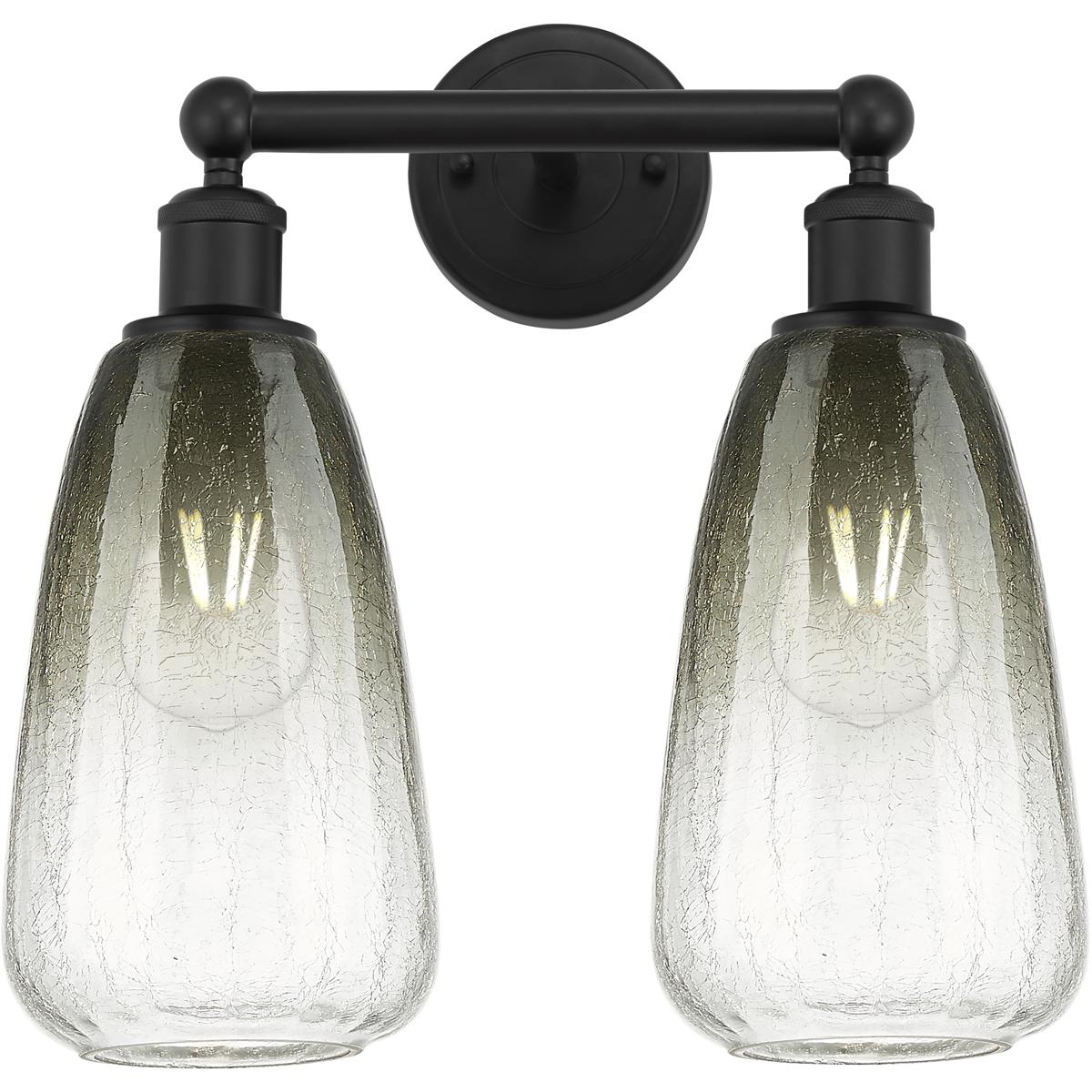 Innovations Lighting 616-2W-BK-G480-6SL Edison Brookhaven Almond 2 Light 15 inch Matte Black Bath Vanity Light Wall Light in Slate Glass