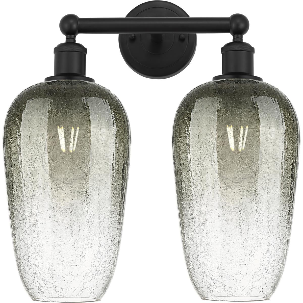 Innovations Lighting 616-2W-BK-G484-7SL Edison Brookhaven Flute 2 Light 16 inch Matte Black Bath Vanity Light Wall Light in Slate Glass
