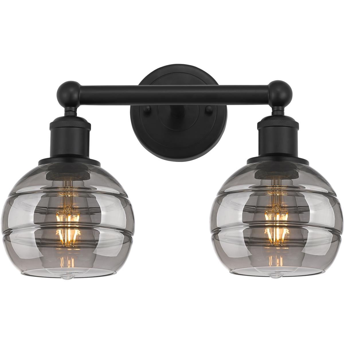 Innovations Lighting 616-2W-BK-G556-6SM Edison Rochester 2 Light 14.88 inch Matte Black Bath Vanity Light Wall Light