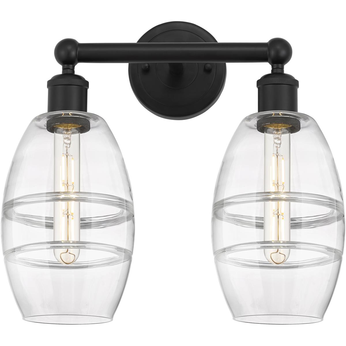 Innovations Lighting 616-2W-BK-G557-6CL Edison Vaz 2 Light 14.88 inch Matte Black Bath Vanity Light Wall Light