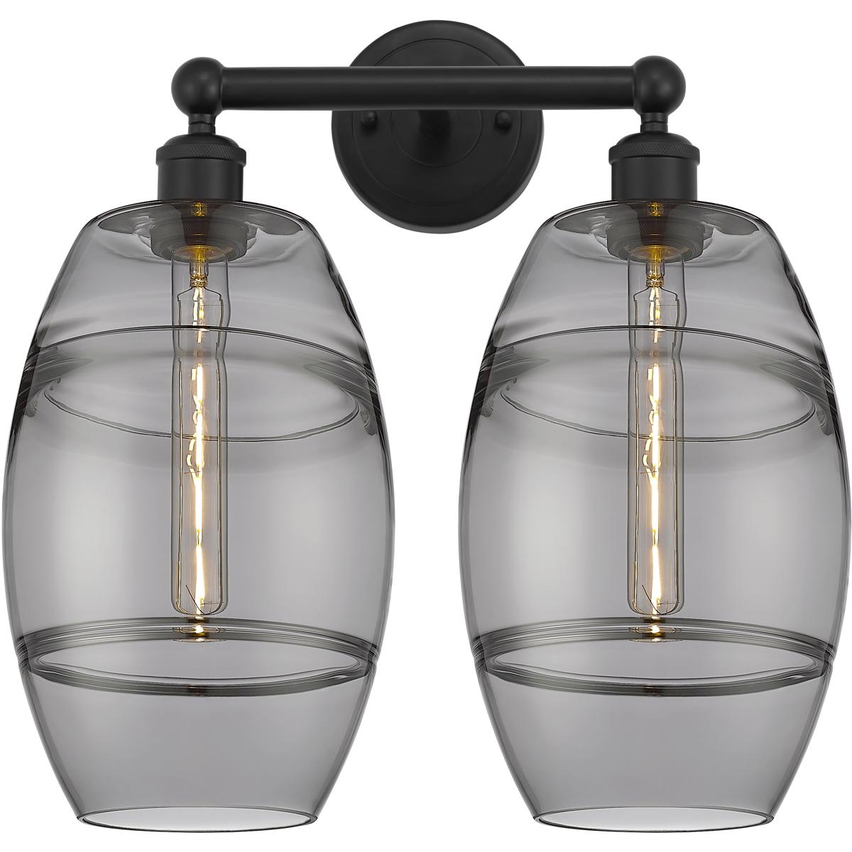 Innovations Lighting 616-2W-BK-G557-8SM Edison Vaz 2 Light 17 inch Matte Black Bath Vanity Light Wall Light