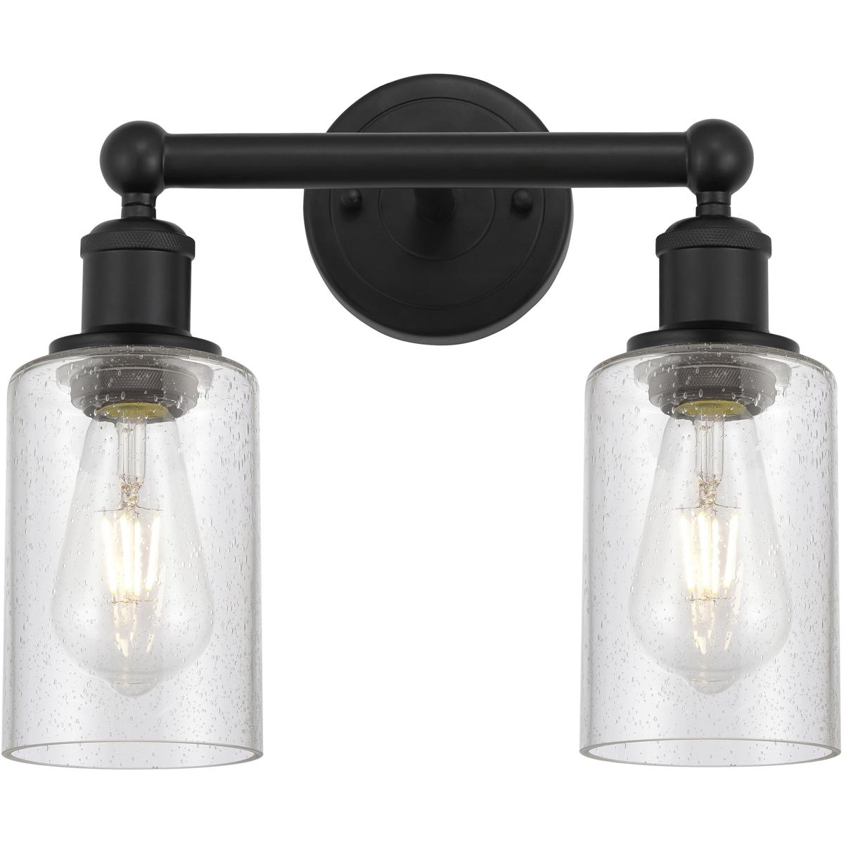 Innovations Lighting 616-2W-BK-G804 Clymer 2 Light 12.88 inch Matte Black Bath Vanity Light Wall Light in Seedy Glass
