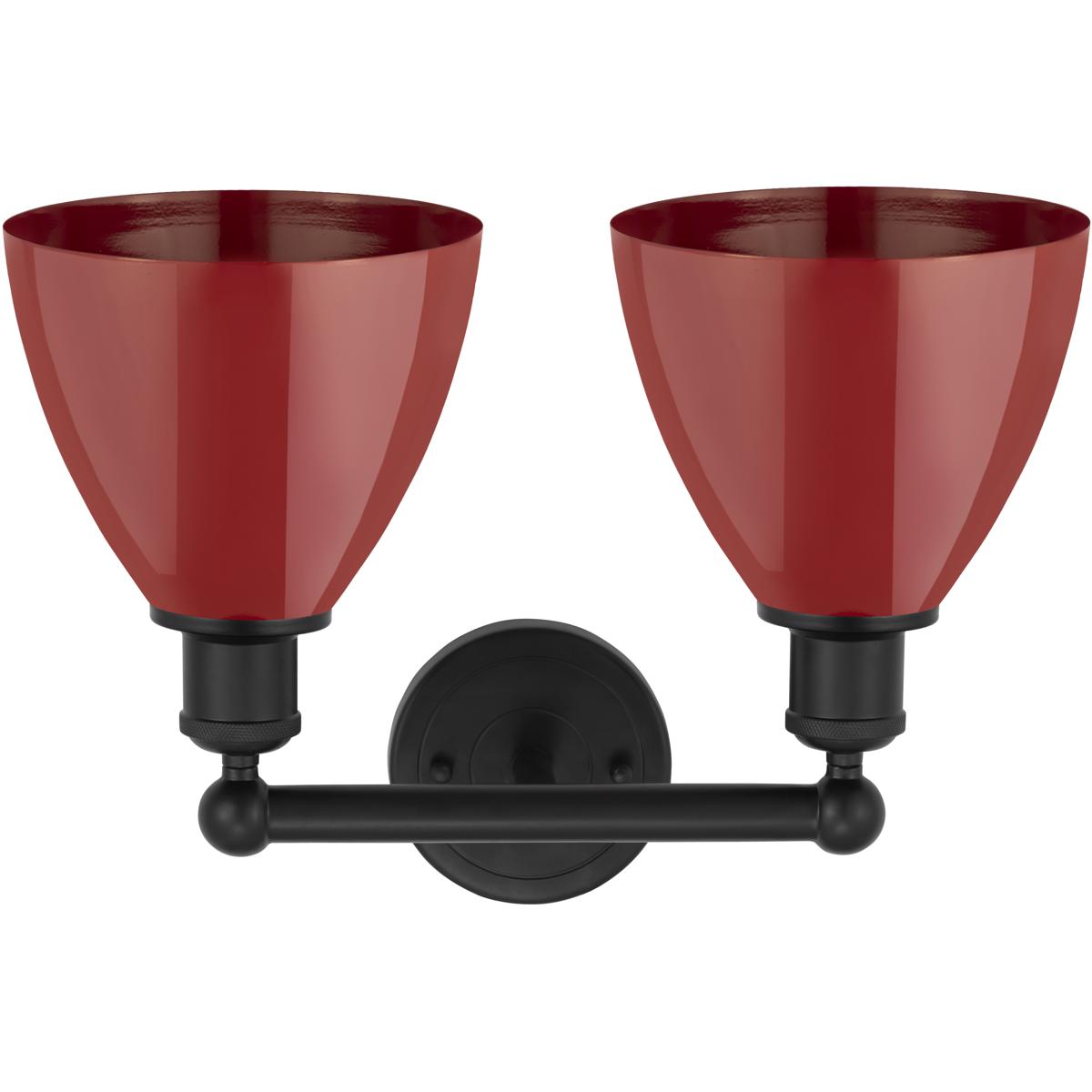 Innovations Lighting 616-2W-BK-MBD-75-RD Edison Plymouth Dome 2 Light 17 inch Matte Black Bath Vanity Light Wall Light in Red