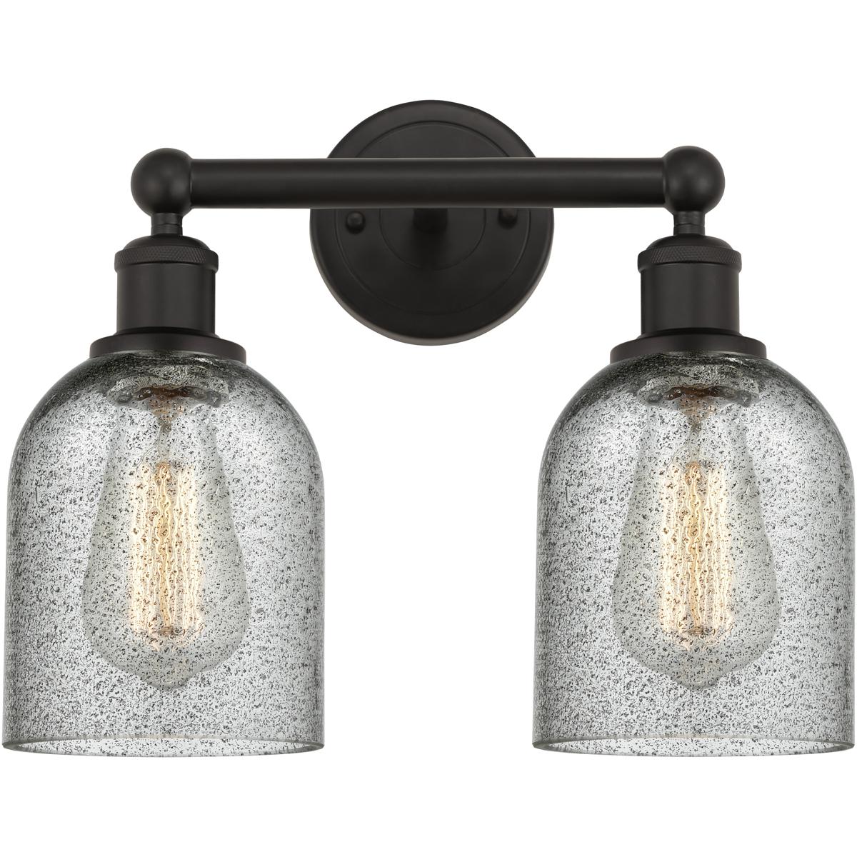 Innovations Lighting 616-2W-OB-G257 Edison Caledonia 2 Light 14 inch Oil Rubbed Bronze Bath Vanity Light Wall Light in Charcoal Glass