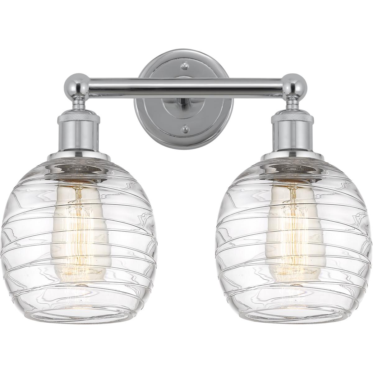 Innovations Lighting 616-2W-PC-G1013 Edison Belfast 2 Light 15 inch Polished Chrome Bath Vanity Light Wall Light in Deco Swirl Glass