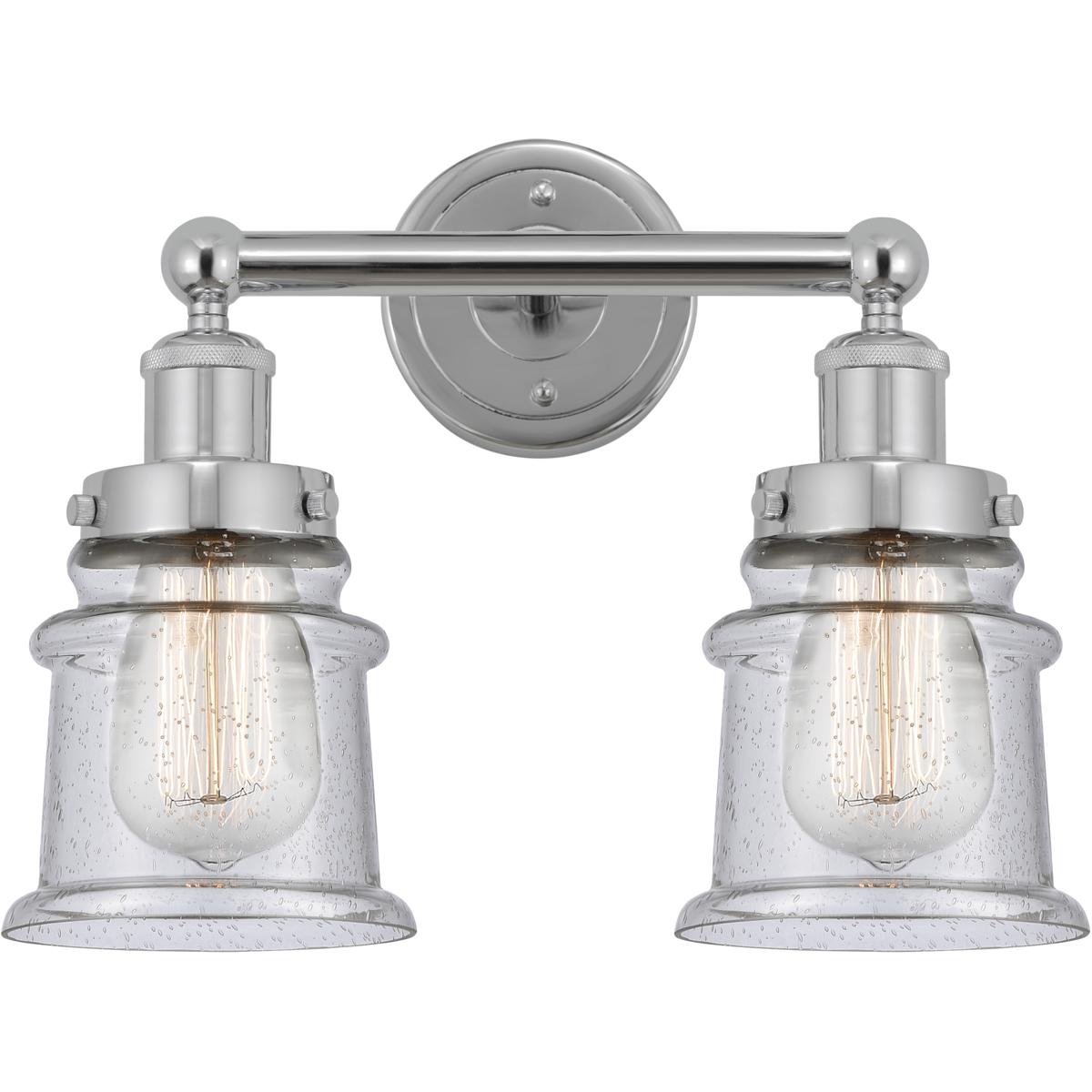 Innovations Lighting 616-2W-PC-G184S Edison Canton 2 Light 14 inch Polished Chrome Bath Vanity Light Wall Light in Seedy Glass