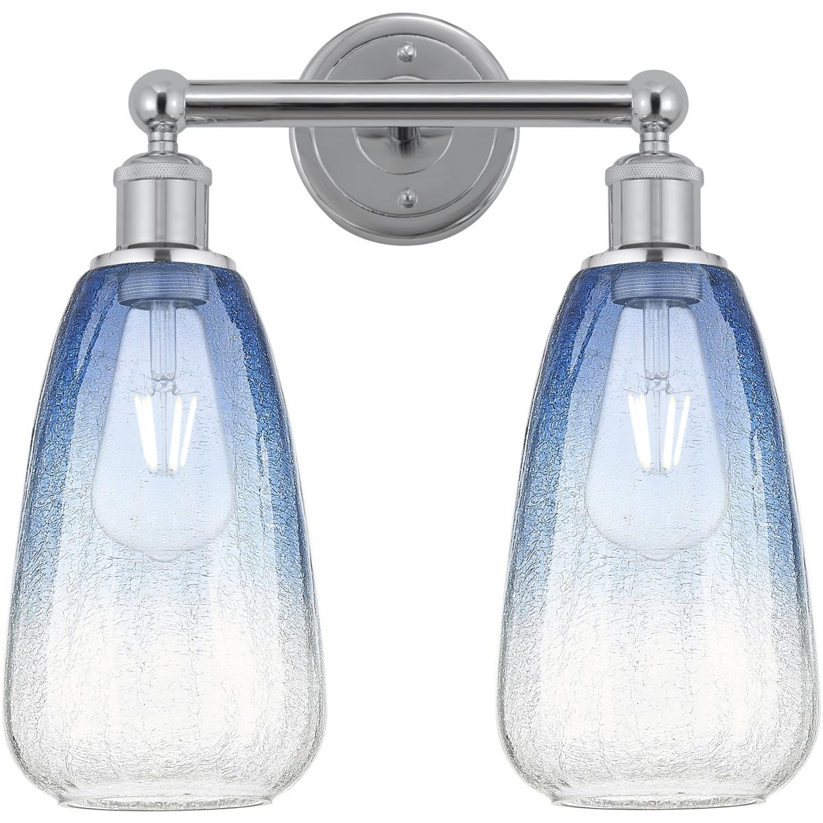 Innovations Lighting 616-2W-PC-G480-6SB Edison Brookhaven Almond 2 Light 15 inch Polished Chrome Bath Vanity Light Wall Light in Sapphire Blue Glass