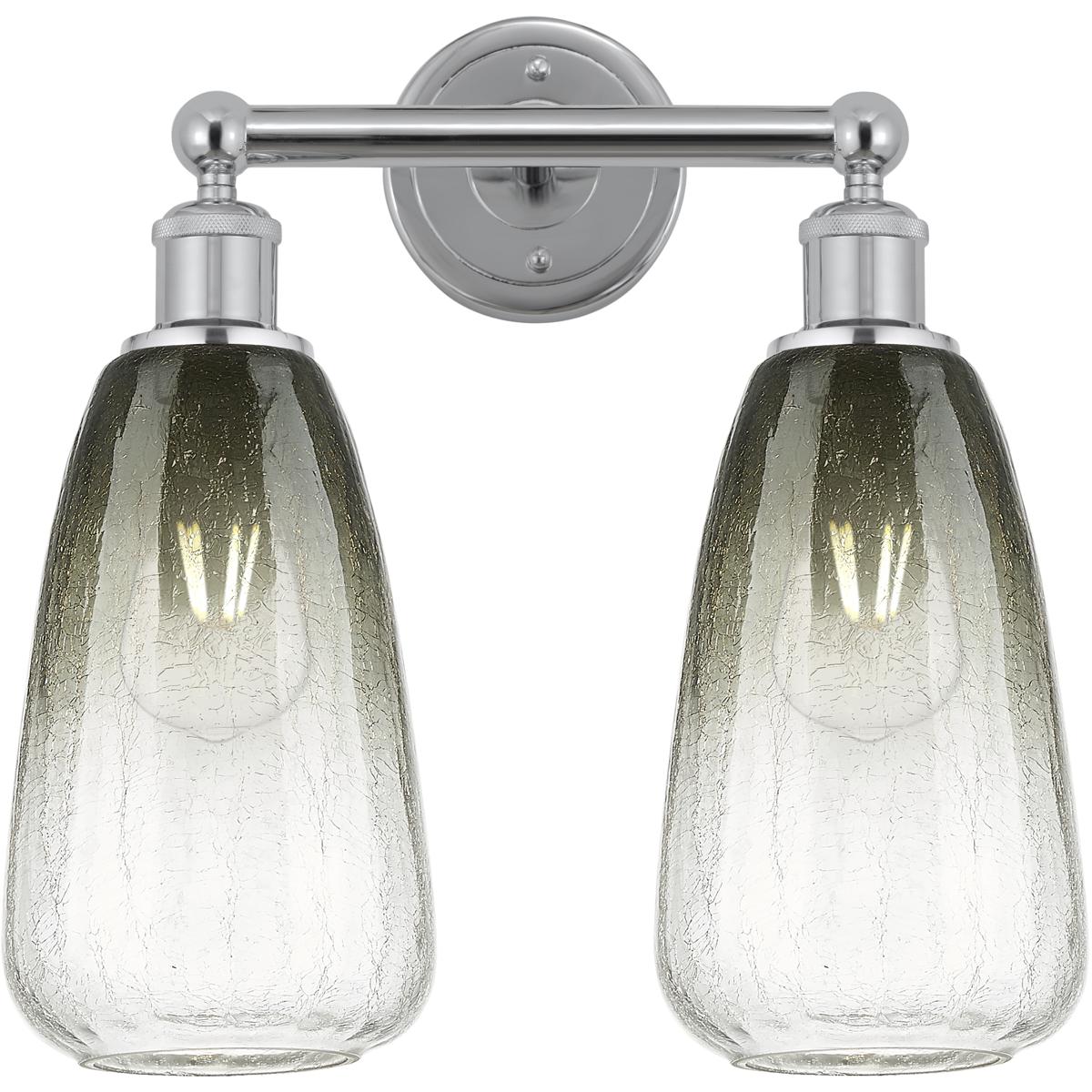 Innovations Lighting 616-2W-PC-G480-6SL Edison Brookhaven Almond 2 Light 15 inch Polished Chrome Bath Vanity Light Wall Light in Slate Glass