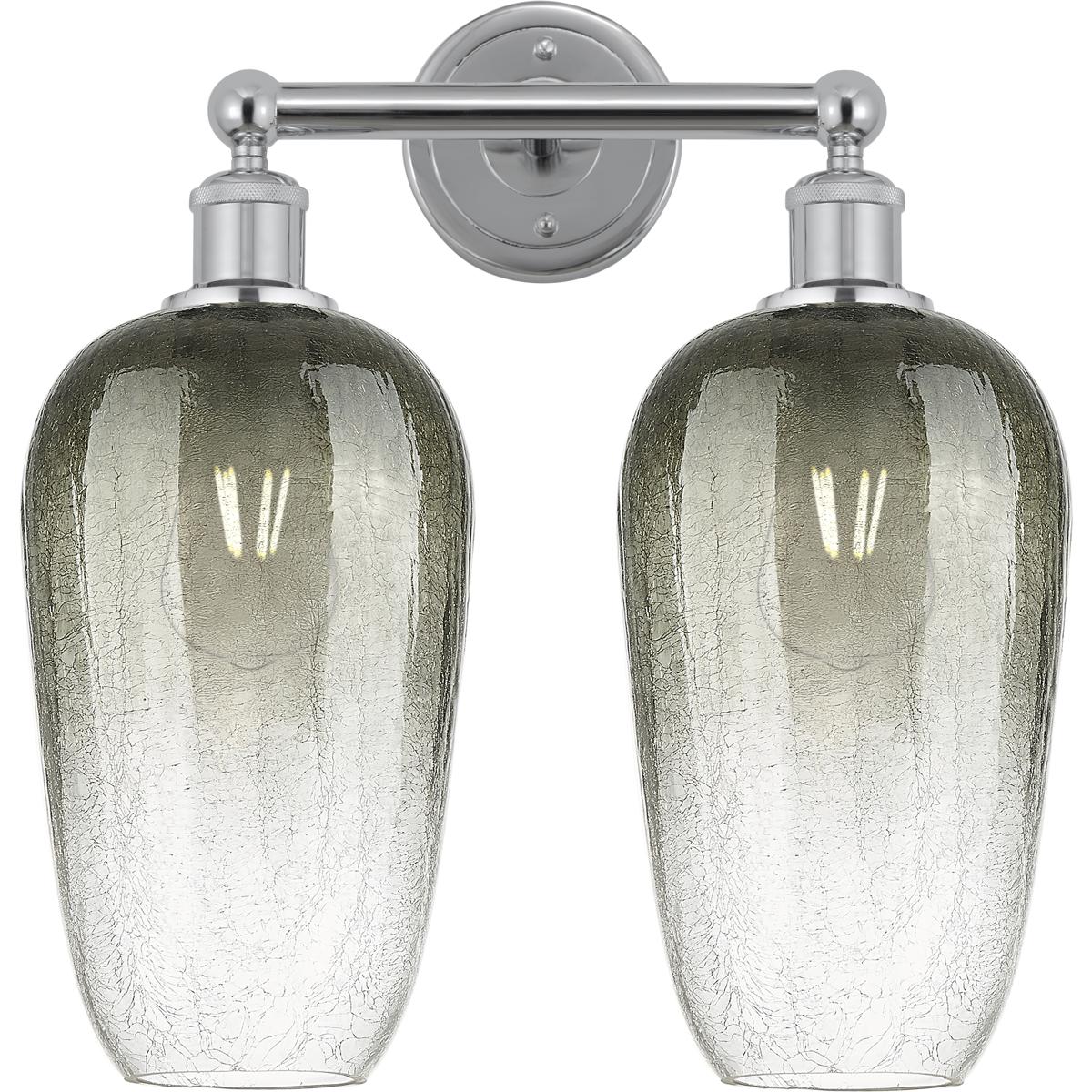 Innovations Lighting 616-2W-PC-G484-7SL Edison Brookhaven Flute 2 Light 16 inch Polished Chrome Bath Vanity Light Wall Light in Slate Glass