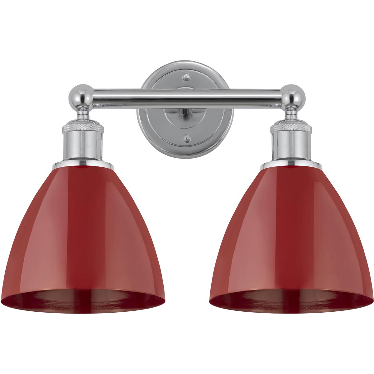 Innovations Lighting 616-2W-PC-MBD-75-RD Plymouth Dome 2 Light 16.5 inch Polished Chrome Bath Vanity Light Wall Light in Red