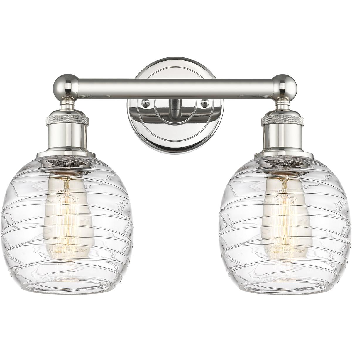 Innovations Lighting 616-2W-PN-G1013 Belfast 2 Light 15 inch Polished Nickel Bath Vanity Light Wall Light in Deco Swirl