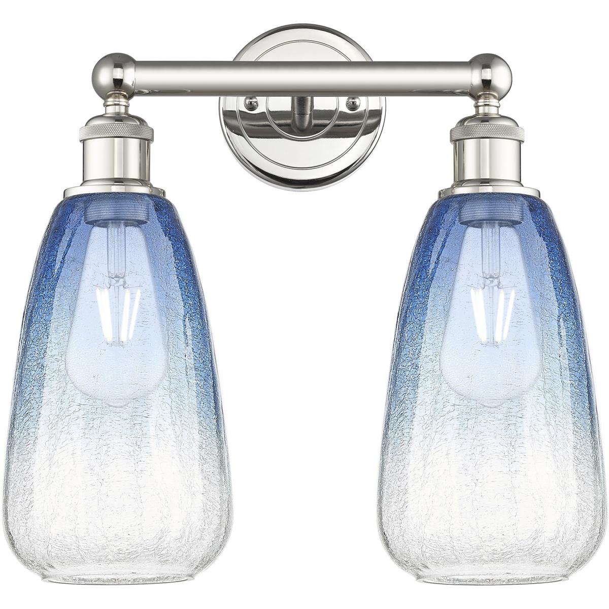 Innovations Lighting 616-2W-PN-G480-6SB Edison Brookhaven Almond 2 Light 15 inch Polished Nickel Bath Vanity Light Wall Light in Sapphire Blue Glass