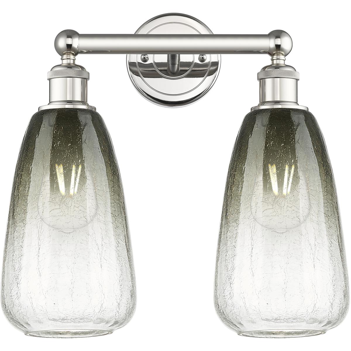 Innovations Lighting 616-2W-PN-G480-6SL Edison Brookhaven Almond 2 Light 15 inch Polished Nickel Bath Vanity Light Wall Light in Slate Glass