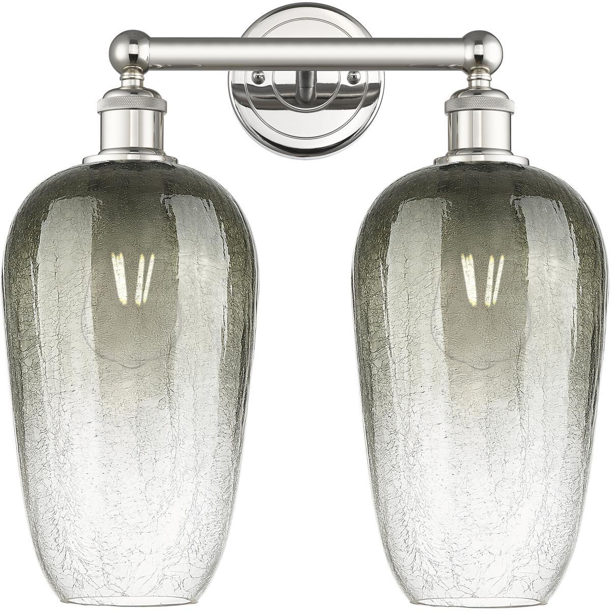 Innovations Lighting 616-2W-PN-G484-7SL Edison Brookhaven Flute 2 Light 16 inch Polished Nickel Bath Vanity Light Wall Light in Slate Glass