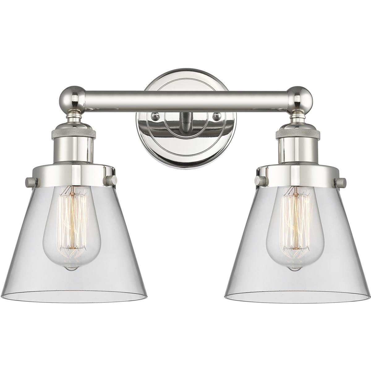 Innovations Lighting 616-2W-PN-G62 Cone 2 Light 15.5 inch Polished Nickel Bath Vanity Light Wall Light in Clear