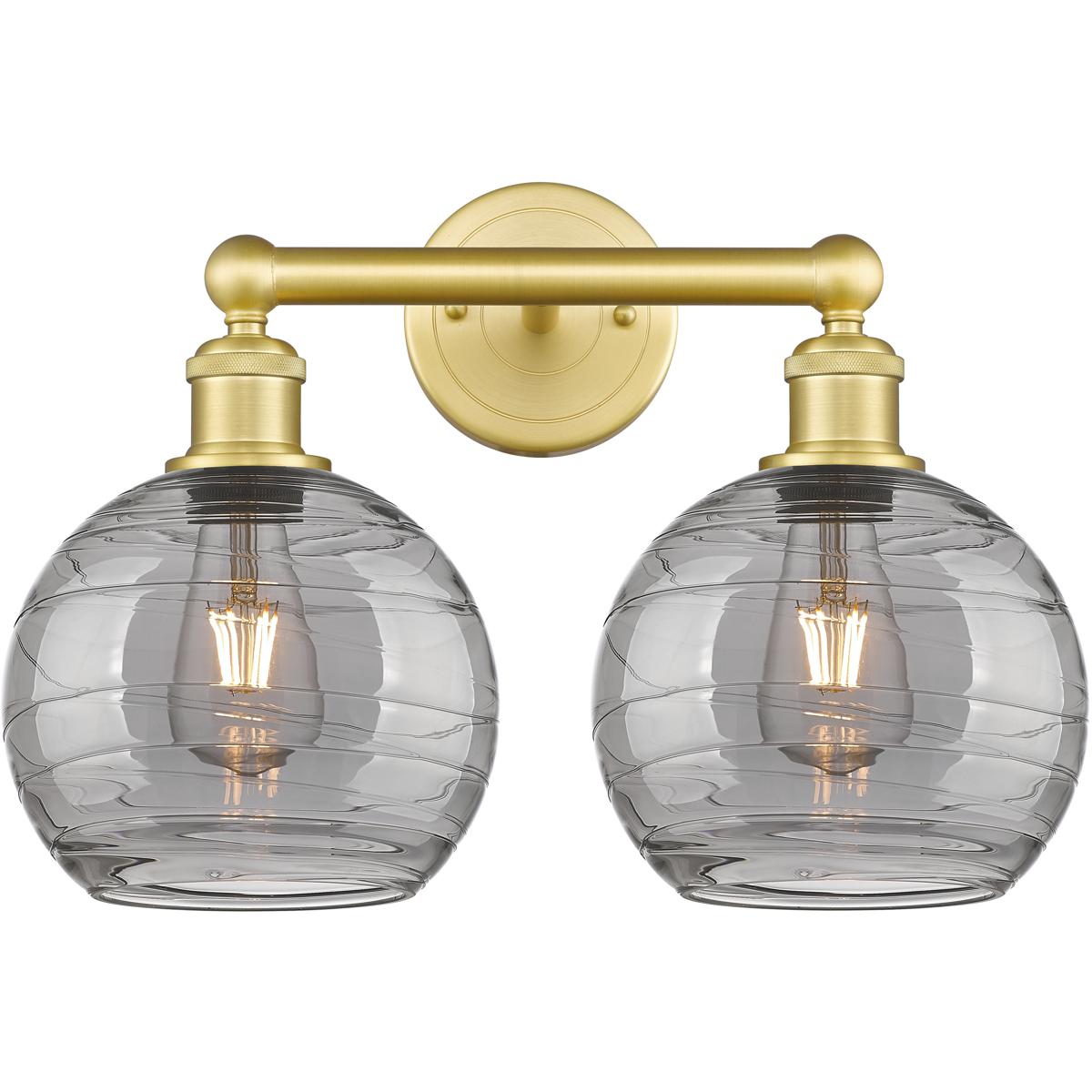 Innovations Lighting 616-2W-SG-G1213-8SM Edison Athens Deco Swirl 2 Light 17 inch Satin Gold Bath Vanity Light Wall Light