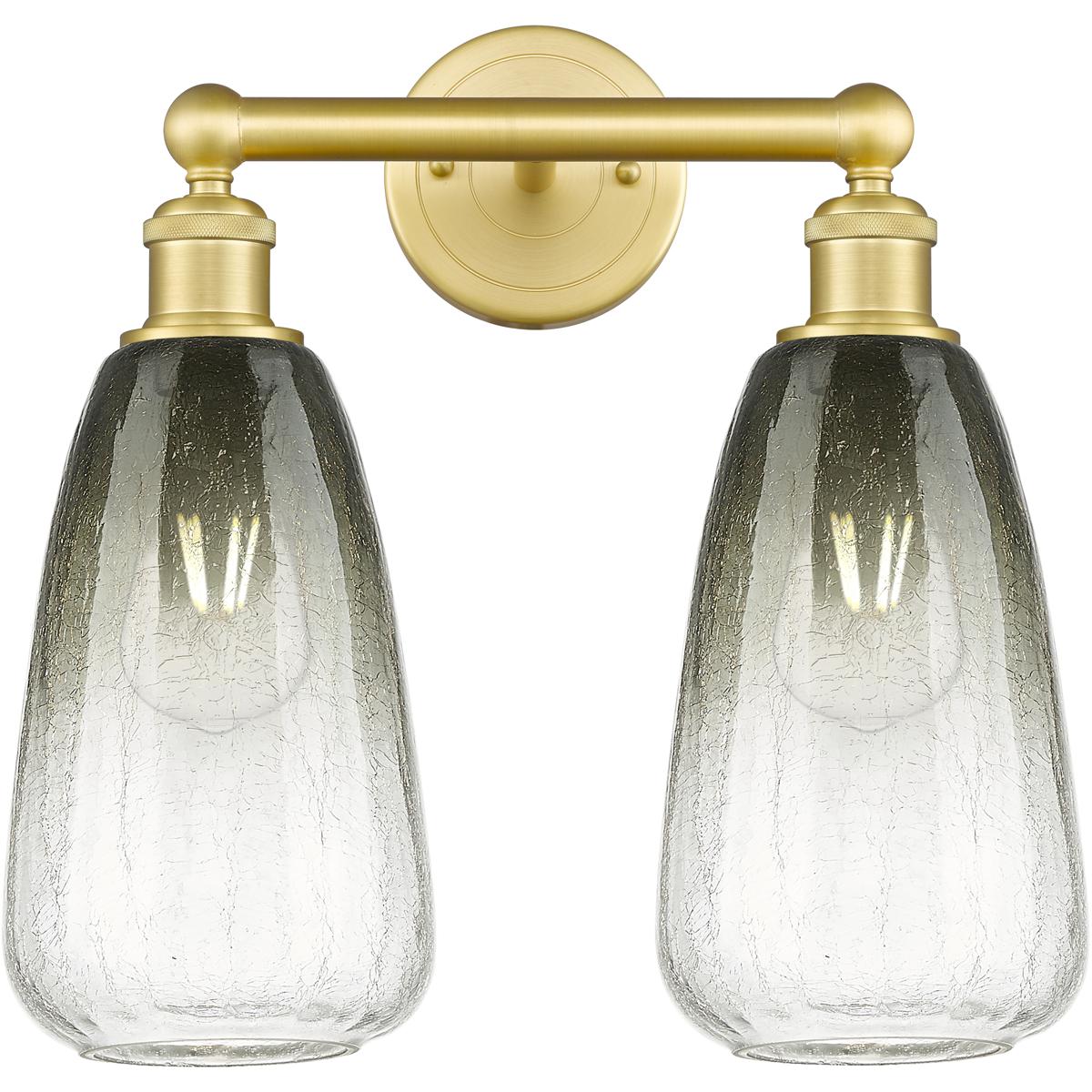 Innovations Lighting 616-2W-SG-G480-6SL Edison Brookhaven Almond 2 Light 15 inch Satin Gold Bath Vanity Light Wall Light in Slate Glass
