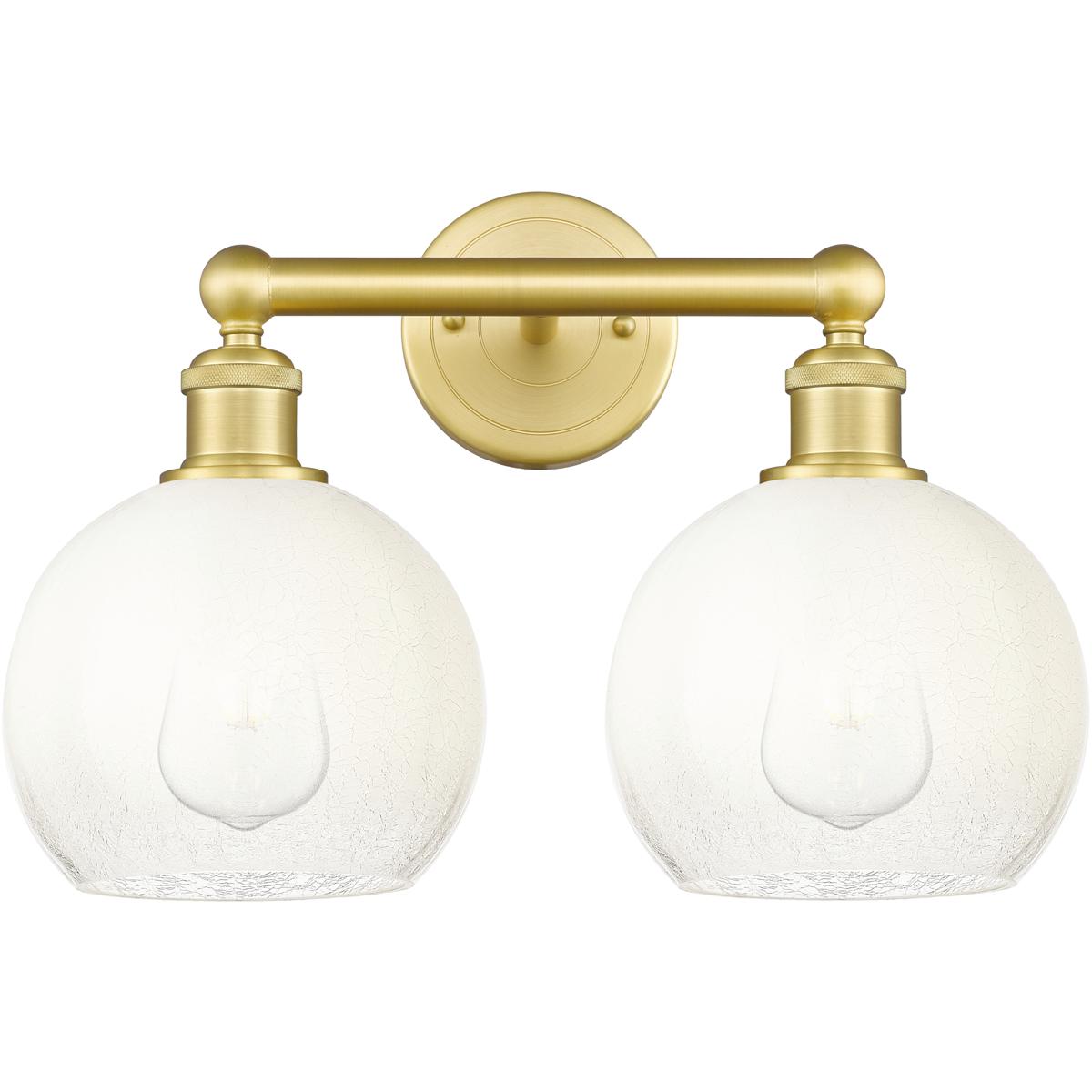 Innovations Lighting 616-2W-SG-G483-8OP Edison Brookhaven Globe 2 Light 17 inch Satin Gold Bath Vanity Light Wall Light in Opal Glass