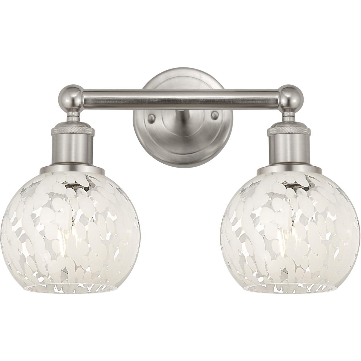 Innovations Lighting White Mouchette 15 Inch 2 Light Bath Vanity Light White Mouchette - 616-2W-SN-G1216-6WM - Modern Contemporary