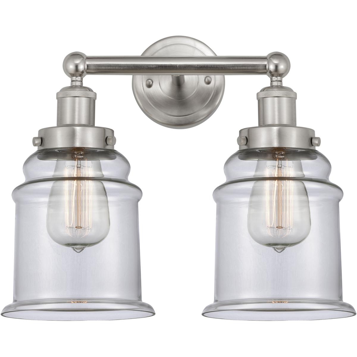 Innovations Lighting 616-2W-SN-G182 Edison Canton 2 Light 15 inch Brushed Satin Nickel Bath Vanity Light Wall Light in Clear Glass