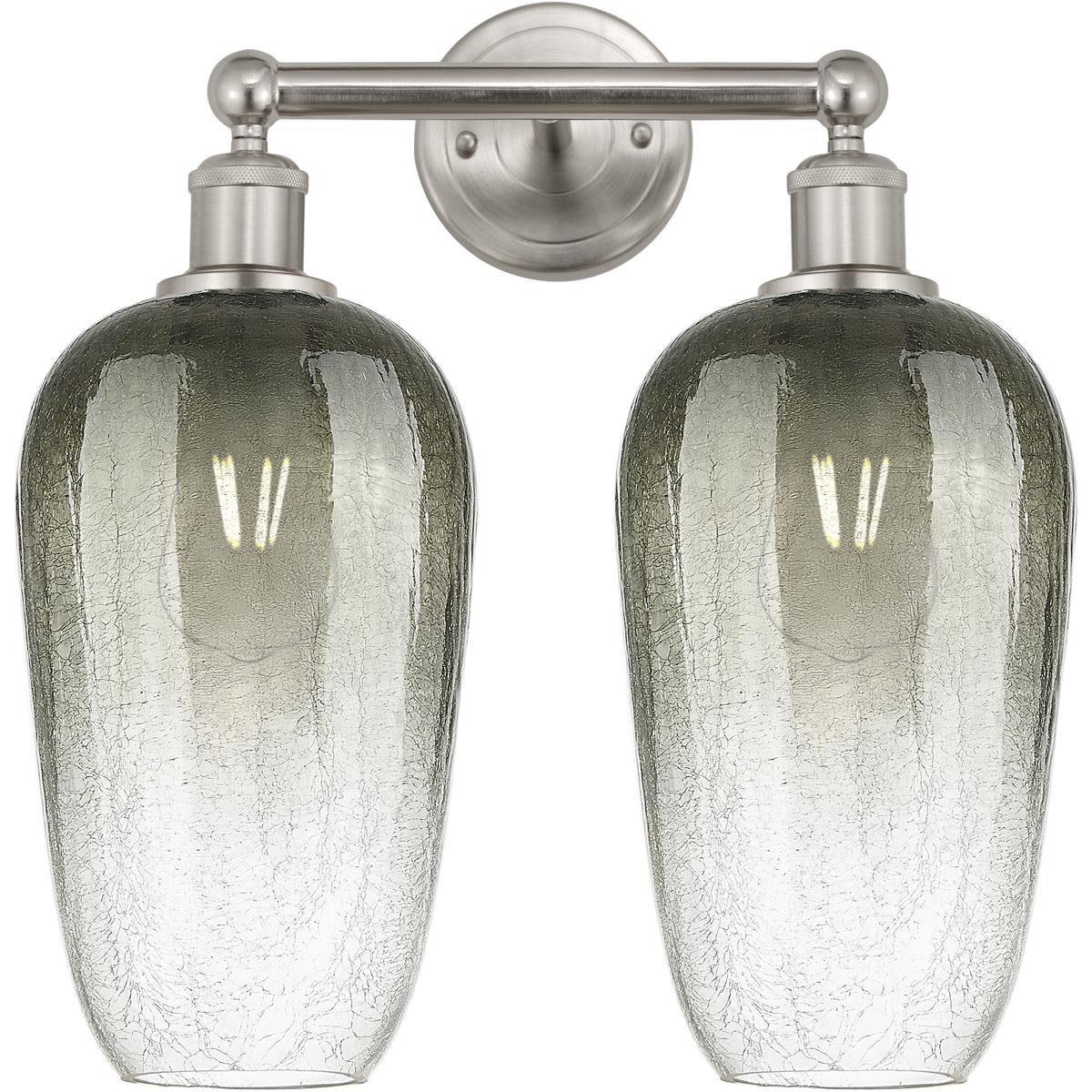 Innovations Lighting 616-2W-SN-G484-7SL Edison Brookhaven Flute 2 Light 16 inch Brushed Satin Nickel Bath Vanity Light Wall Light in Slate Glass