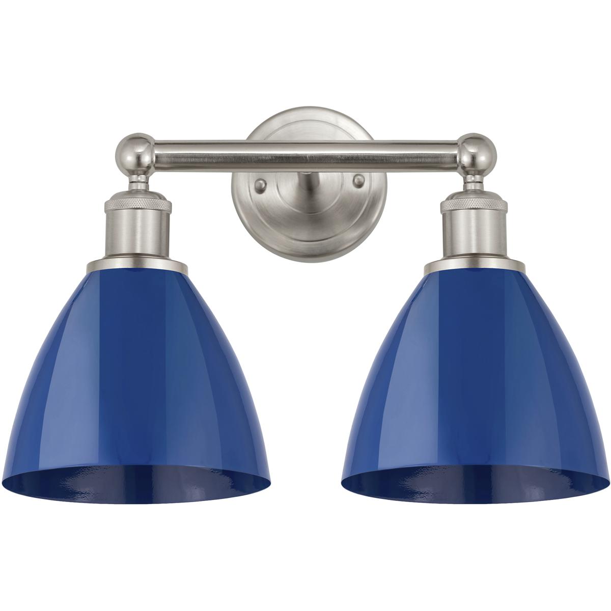 Innovations Lighting 616-2W-SN-MBD-75-BL Plymouth Dome 2 Light 16.5 inch Brushed Satin Nickel Bath Vanity Light Wall Light in Blue