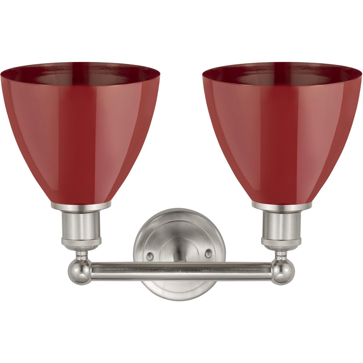 Innovations Lighting 616-2W-SN-MBD-75-RD Edison Plymouth Dome 2 Light 17 inch Brushed Satin Nickel Bath Vanity Light Wall Light in Red