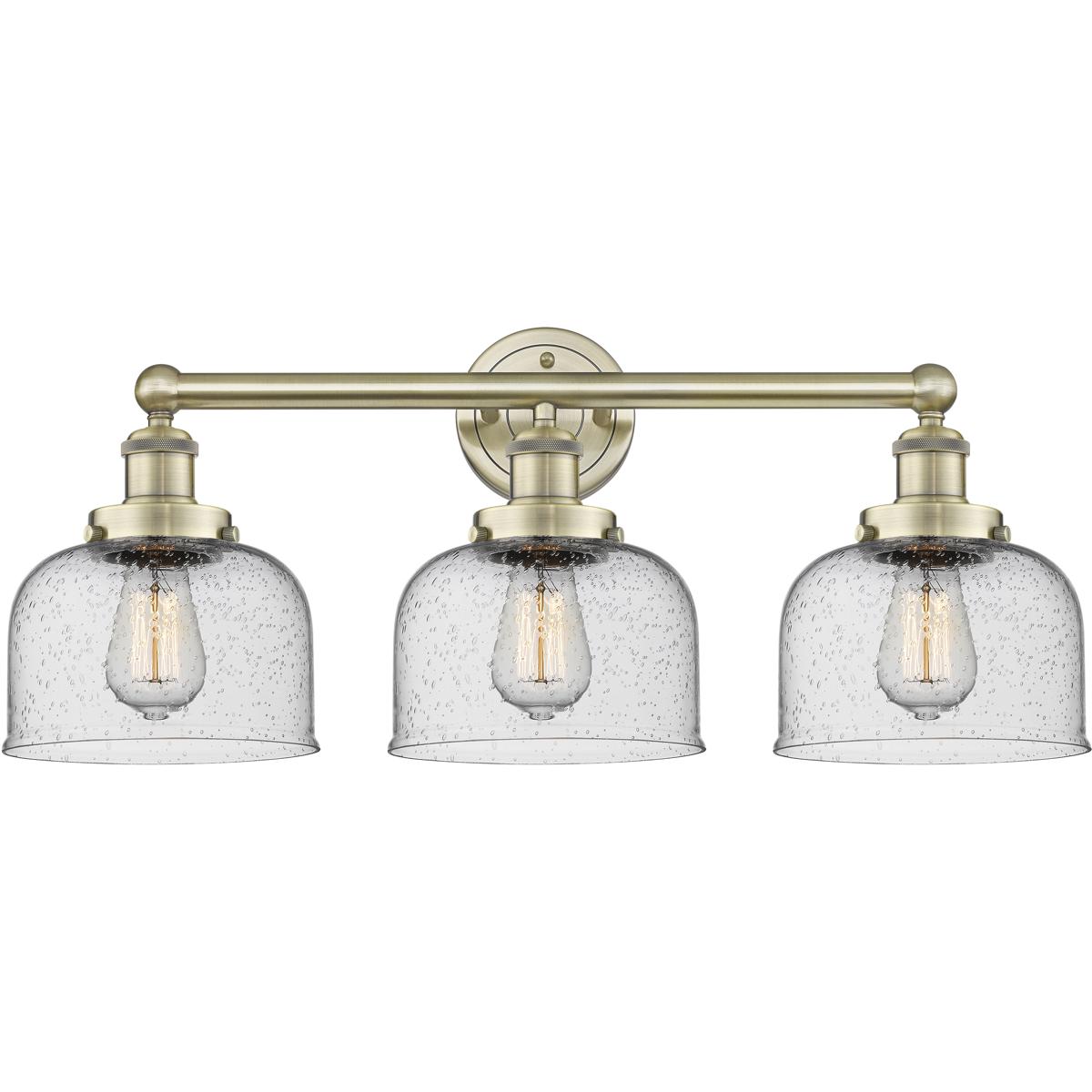 Innovations Lighting 616-3W-AB-G74 Bell 3 Light 24.5 inch Antique Brass Bath Vanity Light Wall Light in Seedy