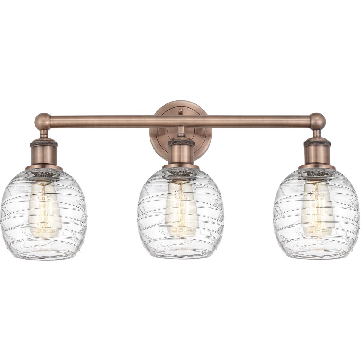 Innovations Lighting 616-3W-AC-G1013 Belfast 3 Light 24 inch Antique Copper Bath Vanity Light Wall Light in Deco Swirl