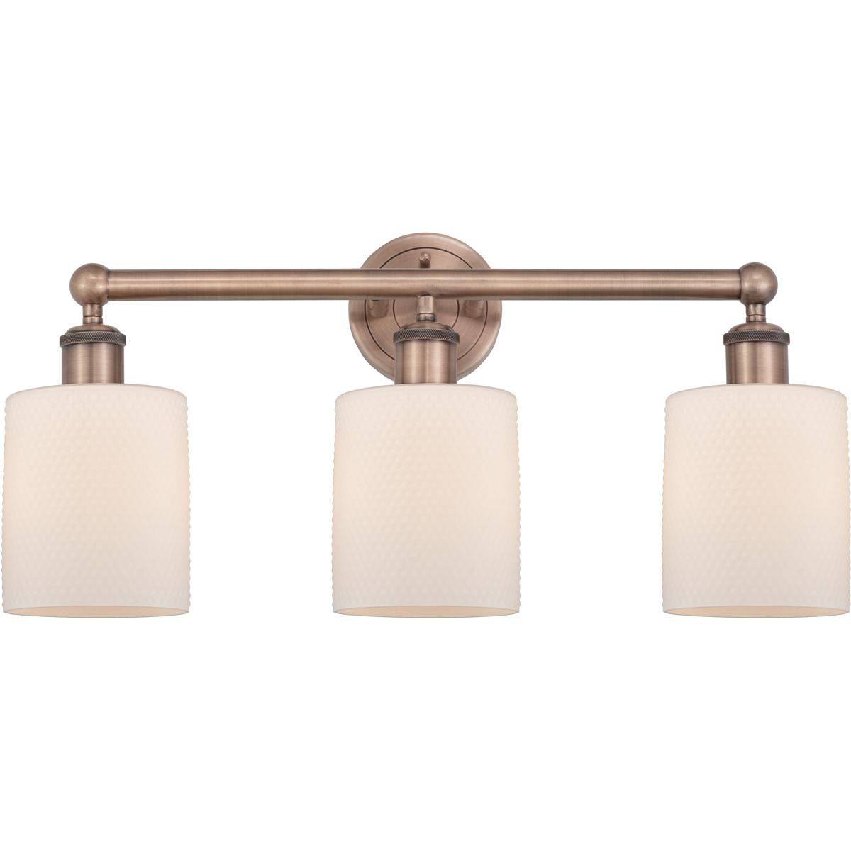 Innovations Lighting 616-3W-AC-G111 Cobbleskill 3 Light 23 inch Antique Copper Bath Vanity Light Wall Light in Matte White
