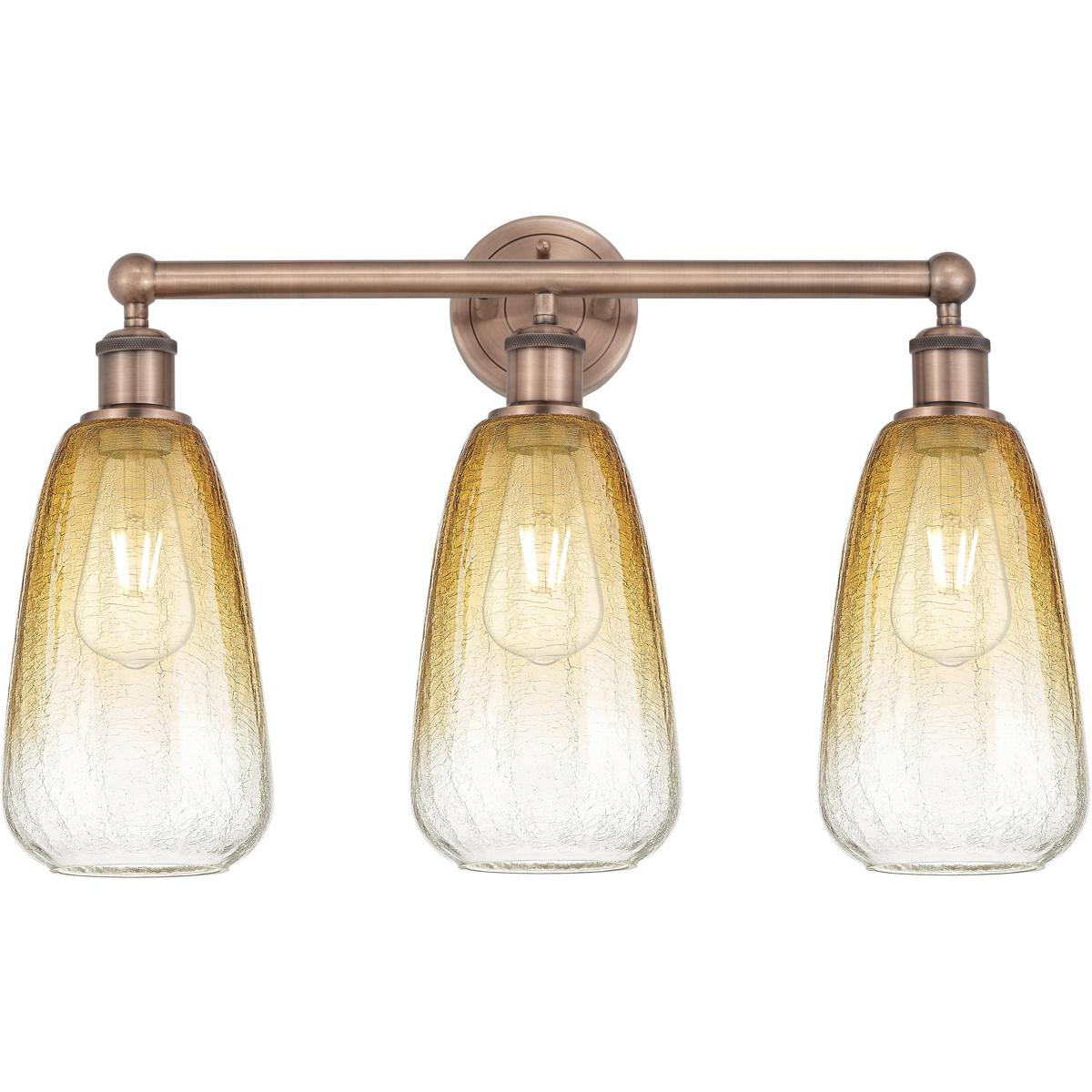Innovations Lighting 616-3W-AC-G480-6AM Edison Brookhaven Almond 3 Light 24 inch Antique Copper Bath Vanity Light Wall Light in Amber Glass