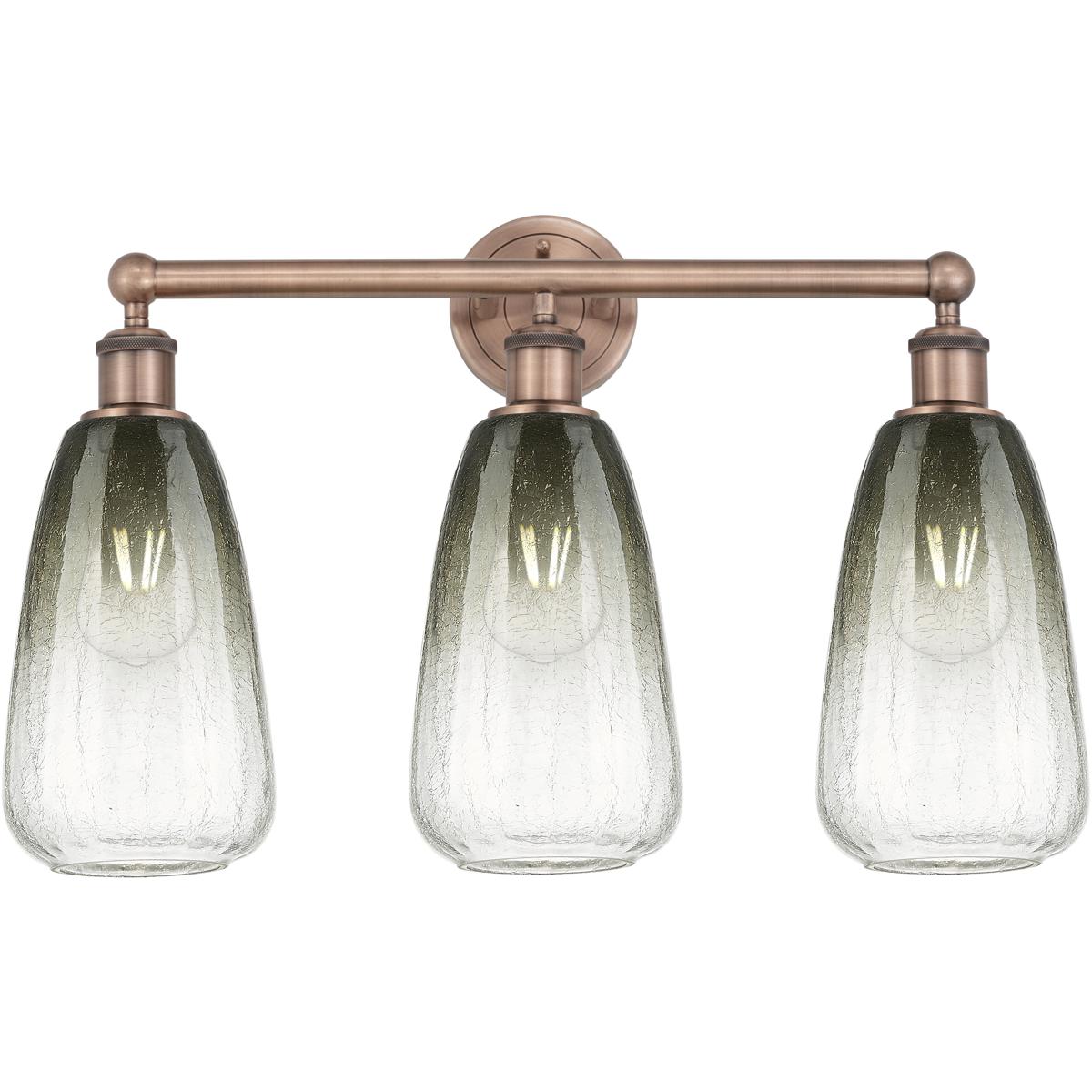 Innovations Lighting 616-3W-AC-G480-6SL Edison Brookhaven Almond 3 Light 24 inch Antique Copper Bath Vanity Light Wall Light in Slate Glass