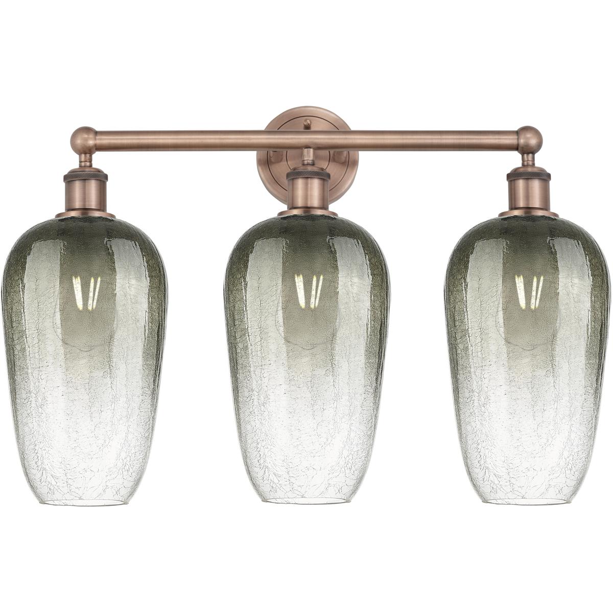 Innovations Lighting 616-3W-AC-G484-7SL Edison Brookhaven Flute 3 Light 25 inch Antique Copper Bath Vanity Light Wall Light in Slate Glass