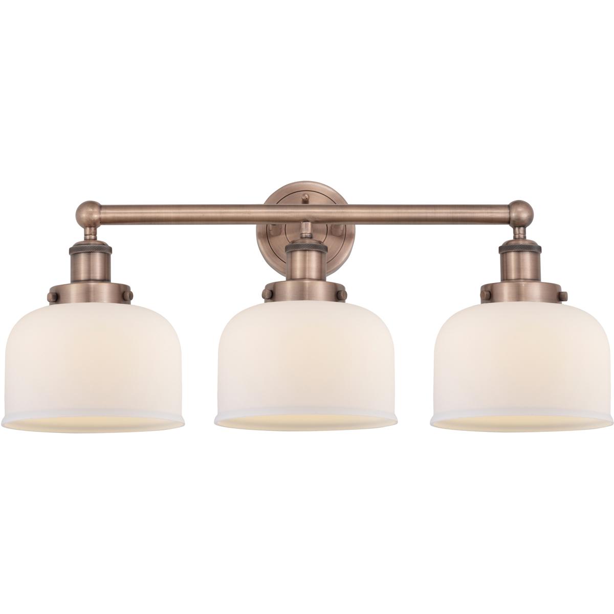 Innovations Lighting 616-3W-AC-G71 Bell 3 Light 24.5 inch Antique Copper Bath Vanity Light Wall Light in Matte White