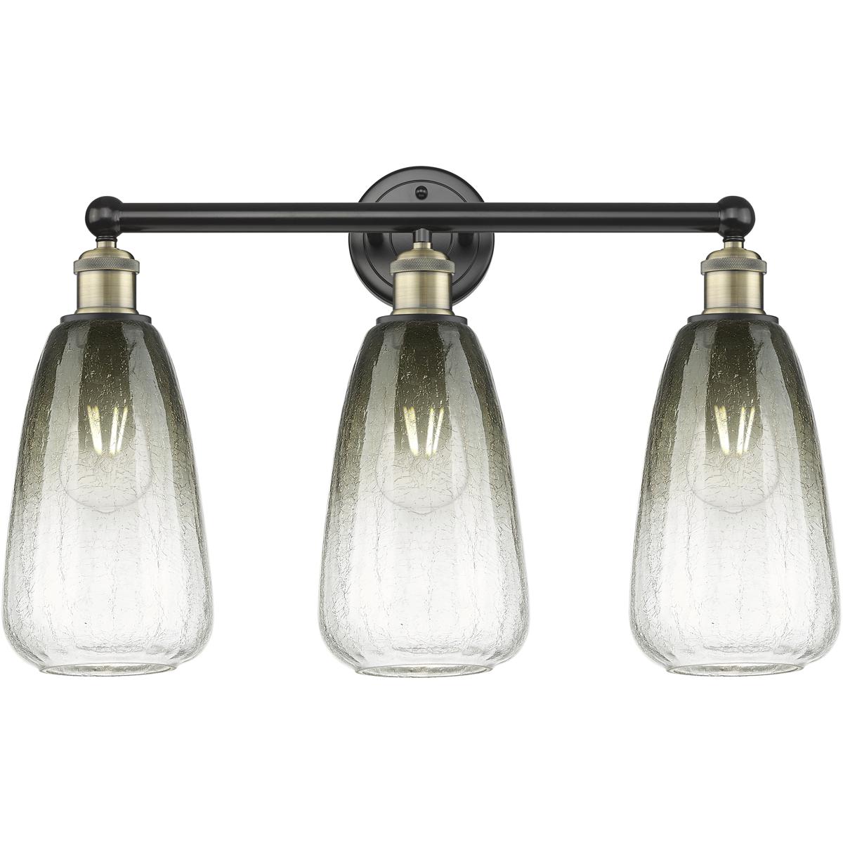 Innovations Lighting 616-3W-BAB-G480-6SL Edison Brookhaven Almond 3 Light 24 inch Black Antique Brass Bath Vanity Light Wall Light in Slate Glass
