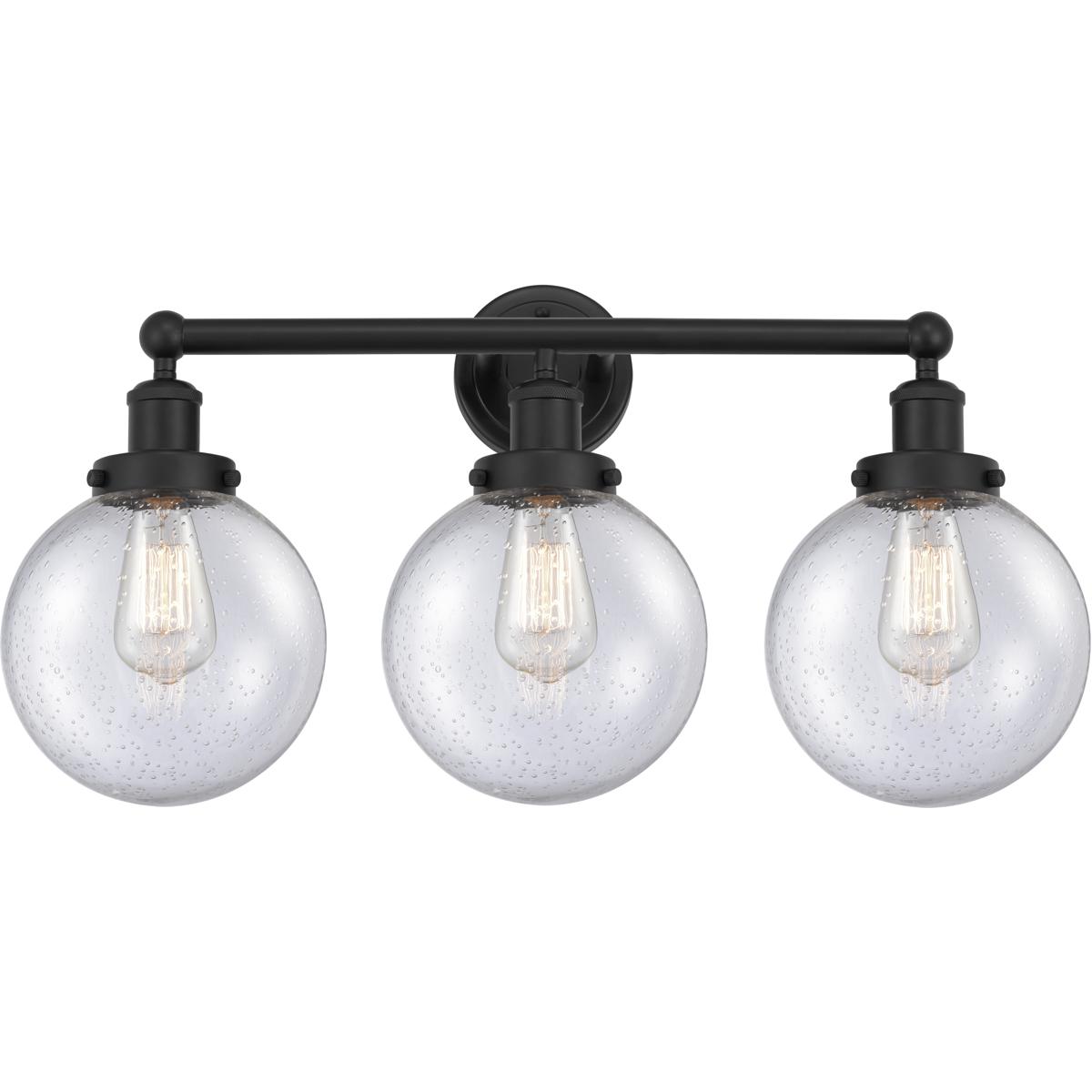 Innovations Lighting 616-3W-BK-G204-8 Beacon 3 Light 24.5 inch Matte Black Bath Vanity Light Wall Light
