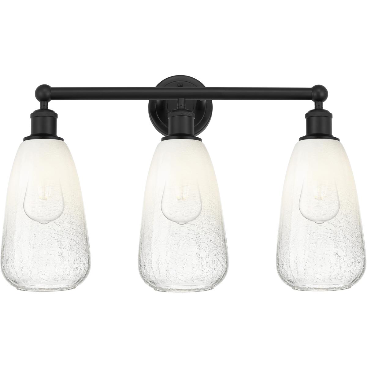 Innovations Lighting 616-3W-BK-G480-6OP Edison Brookhaven Almond 3 Light 24 inch Matte Black Bath Vanity Light Wall Light in Opal Glass
