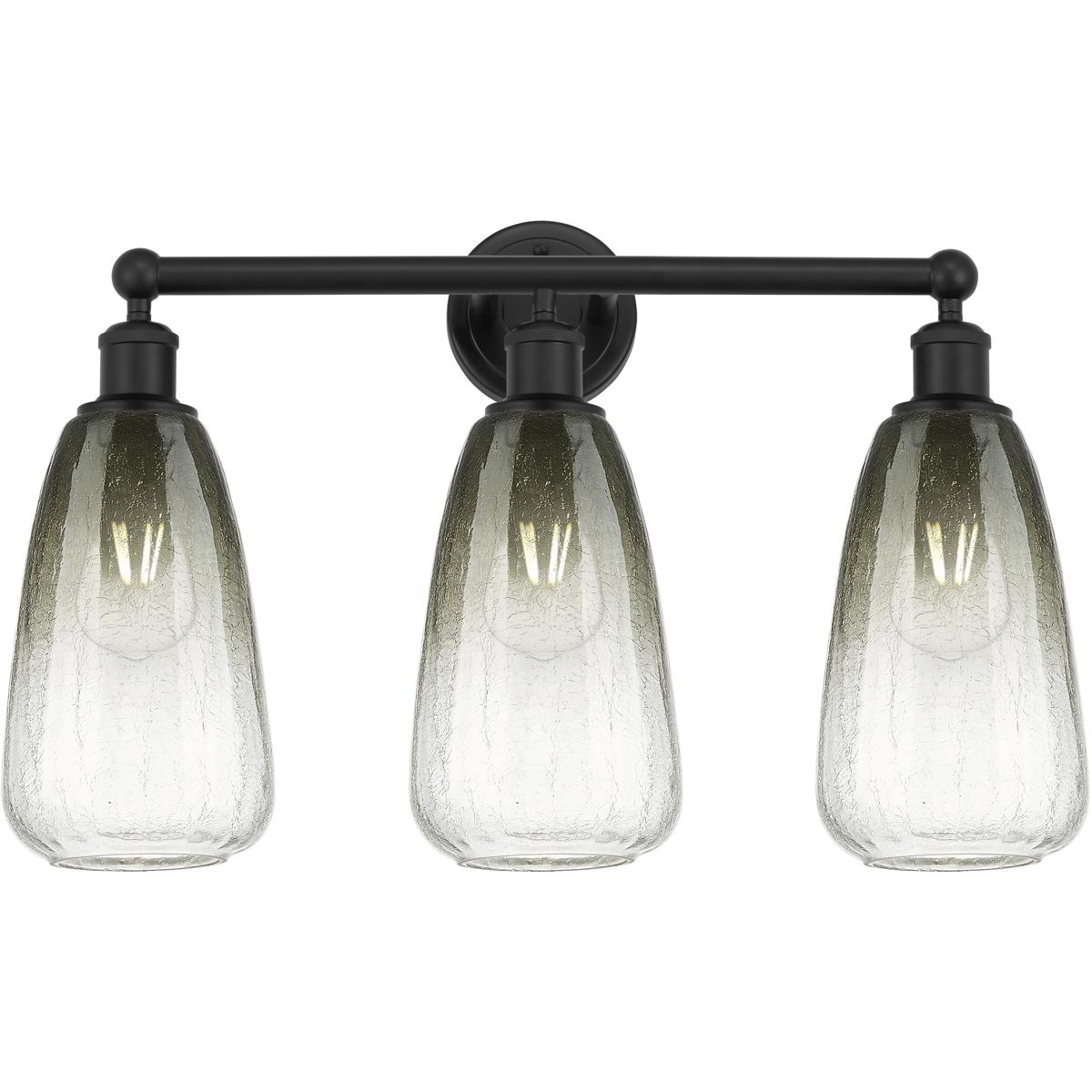 Innovations Lighting 616-3W-BK-G480-6SL Edison Brookhaven Almond 3 Light 24 inch Matte Black Bath Vanity Light Wall Light in Slate Glass