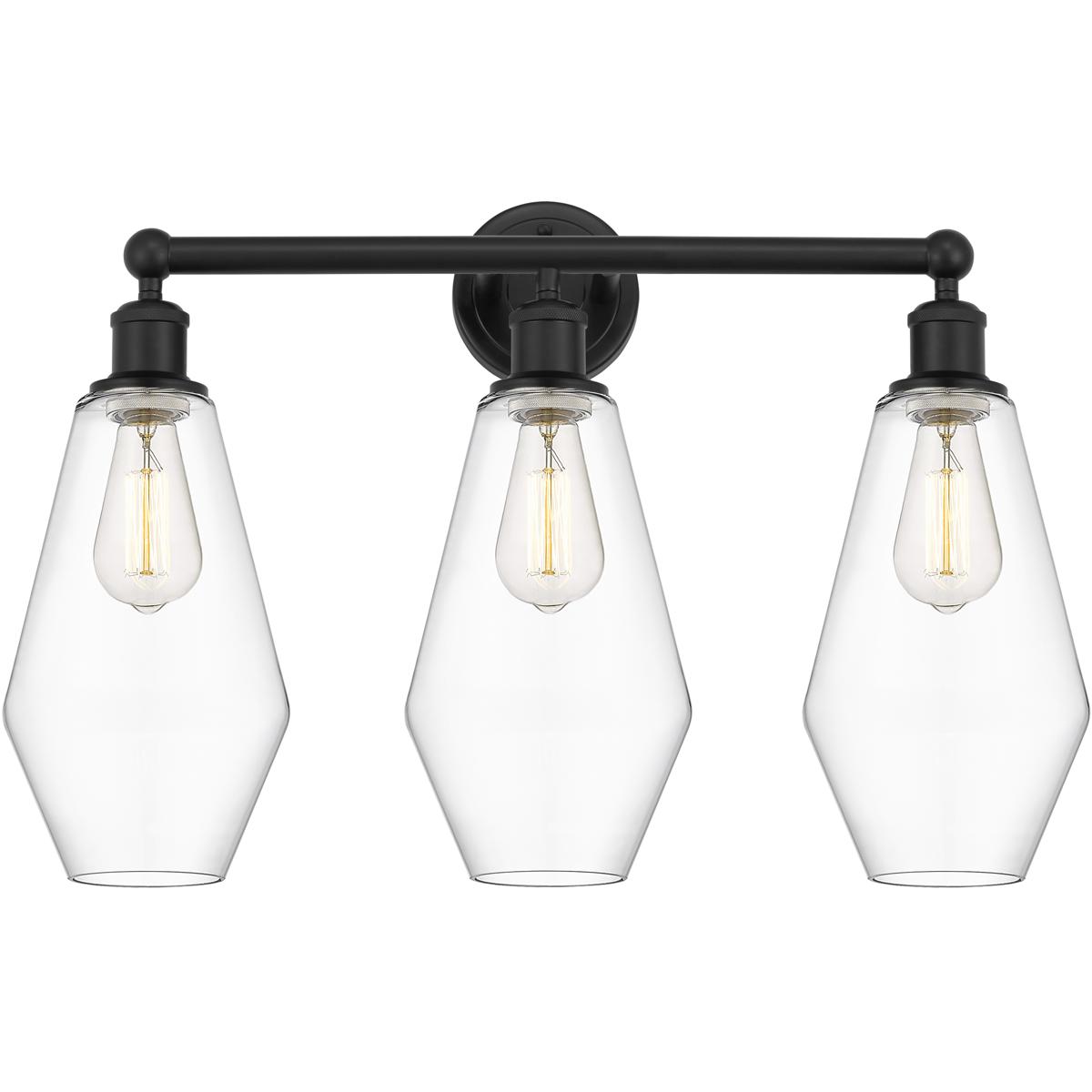 Innovations Lighting 616-3W-BK-G652-7 Cindyrella 3 Light 25 inch Matte Black Bath Vanity Light Wall Light in Clear Glass
